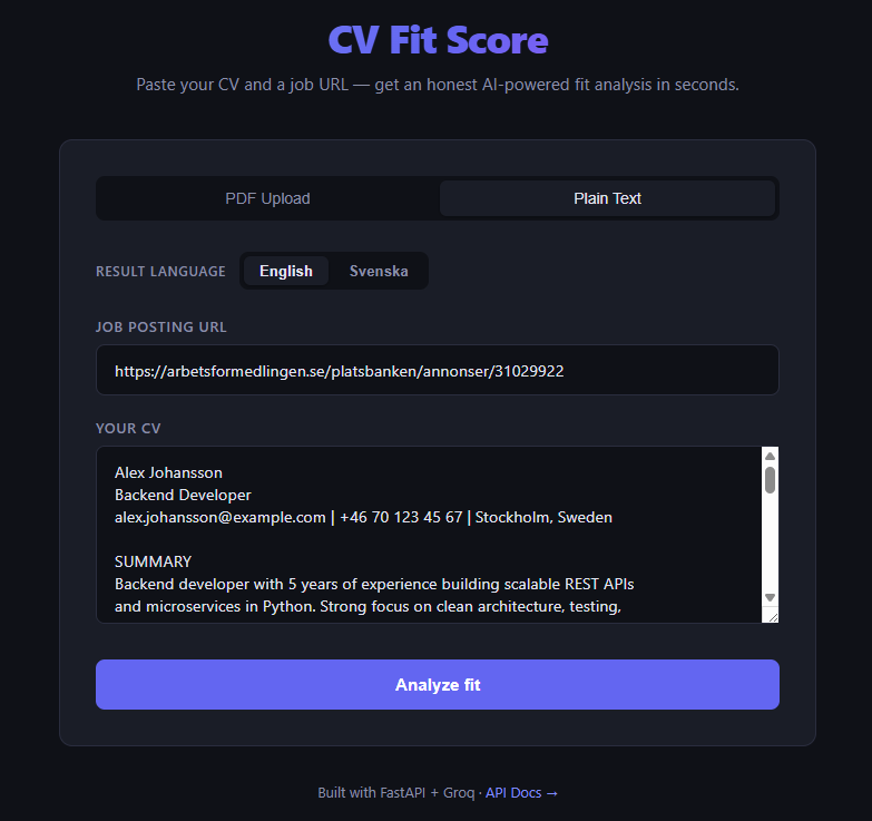 CV Fit Score screenshot 2