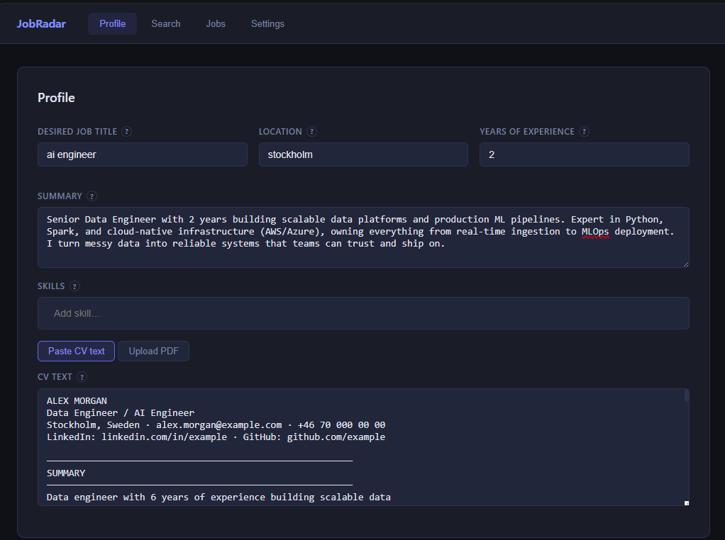Job Radar screenshot 1