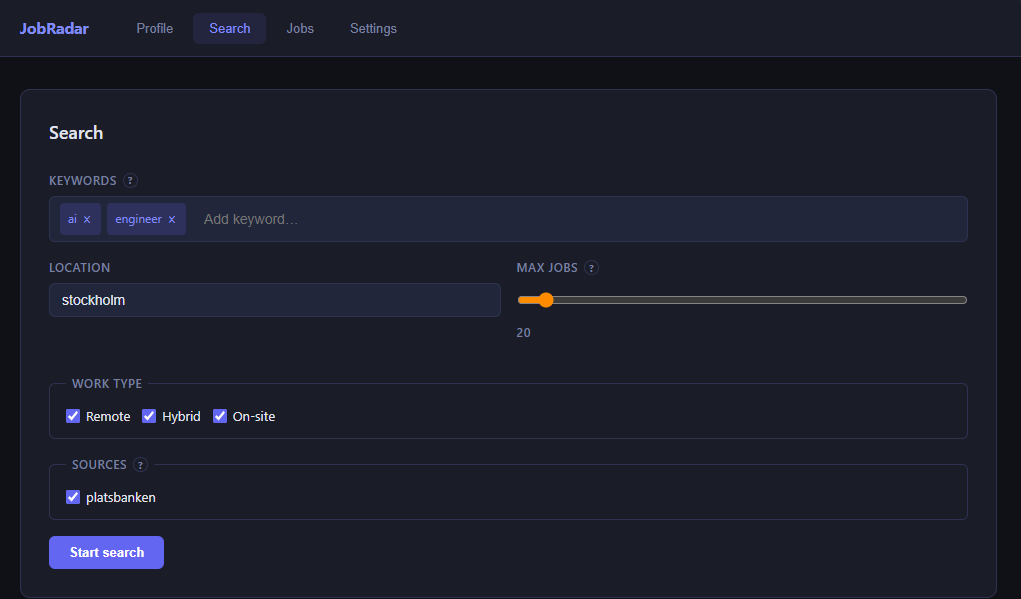 Job Radar screenshot 2